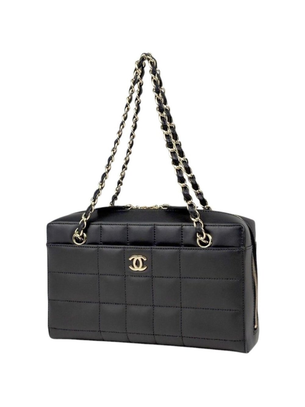 Chanel Handbag Choco Bar CC Logo Leather Black